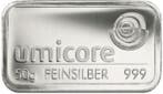 50 gram zilverbaar Umicore (in seal), Verzenden, Zilver