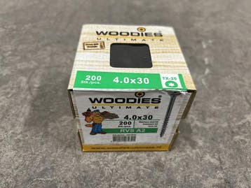 Veiling - 4x Woodies spaanplaatschroef 4,0x30mm rvs TX20 200, Nieuw