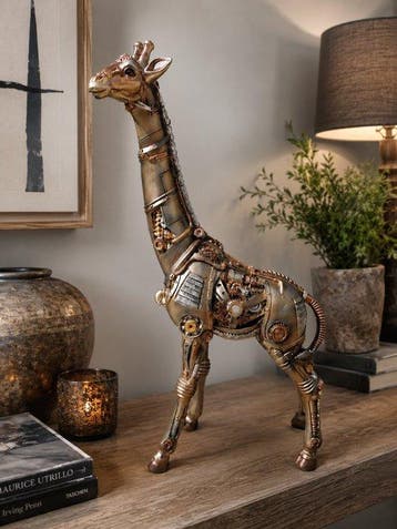 Beeld, standing giraffe steampunk - 53 cm - polyresin