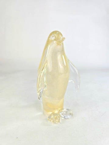 sculptuur, Pinguino in Foglia dOro 24 Carati - 14.5 cm -