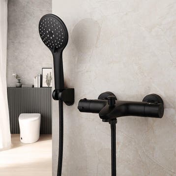 Bad kraan zwart thermostatisch met 3 standen handdouche, Verzenden, Nieuw, Kraan