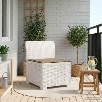 vidaXL Eénpersoons Tuinbank met Kussen Rattan Look PP Wit, Verzenden, Nieuw