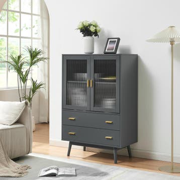 Vitrinekast Susa 120x80x40 cm grijs [en.casa], Verzenden, Nieuw