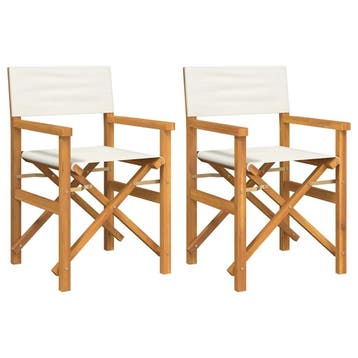 Campingstoelen Set - Teakhout/Creme | Laatste Stuk!, Ophalen of Verzenden, Zo goed als nieuw, Teakhout, Inklapbaar