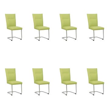 Set van 8 Leren eetkamerstoelen Retro - Toledo Lime, Huis en Inrichting, Stoelen, Ophalen of Verzenden, Nieuw, Leer, Vijf, Zes of meer stoelen