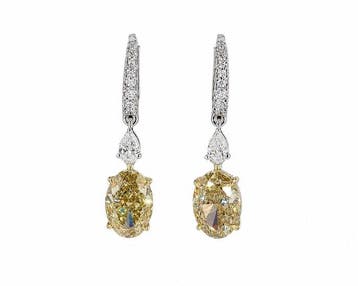 Oorbellen - 14 karaat Witgoud, Geel goud - 6.15ct. tw. Geel, Sieraden, Tassen en Uiterlijk, Oorbellen, Nieuw