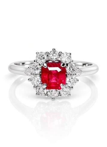 Ring - 18 karaat Witgoud - 1.66ct. tw. Robijn - Diamant -, Nieuw