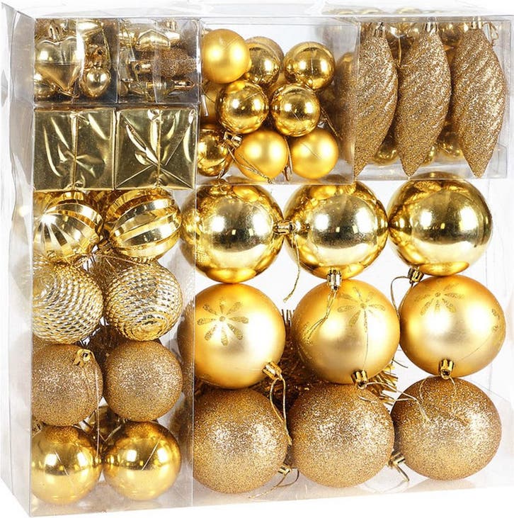 Kerstboom decoraties - Set van 103 - goudkleurig (Interieur), Diversen, Kerst, Nieuw, Verzenden