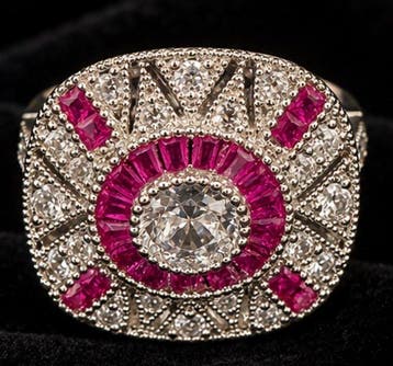 Prachtige 925 sterlingzilver cocktailring met roze, Nieuw