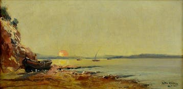 Louis Nattero (1870-1915) - Plage au soleil couchant à