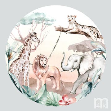 Muurcirkel Jungledieren Leeuw M4K015, aquarel muurcirkel, Verzenden, Nieuw, Wanddecoratie
