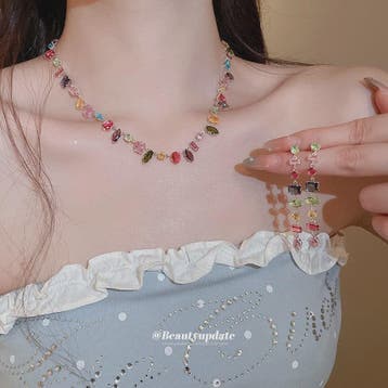 Luxe Goudkleurige Ketting met Kleurrijke Kristallen Zirkonia, Kleding | Dames, Verzenden, Nieuw