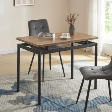 [en.casa] Eettafel Hemnes 100x60x75 cm eikenkleurig en zwart, Huis en Inrichting, Tafels | Eettafels, Verzenden, Nieuw