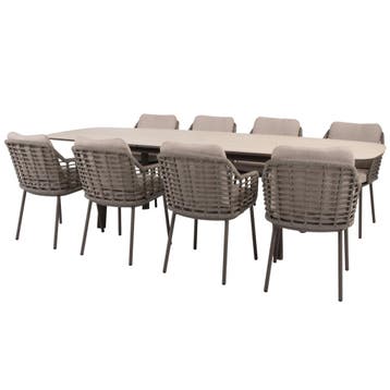 Manolo Puglia dining tuinset 230-290x100xH75 cm 9 delig, Ophalen of Verzenden, Nieuw