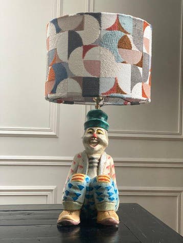 Tafellamp met beeldje - Pluche - Handgemaakte designlamp