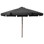 vidaXL Parasol met houten paal 330 cm antraciet, Verzenden, Nieuw, 3 tot 4 meter