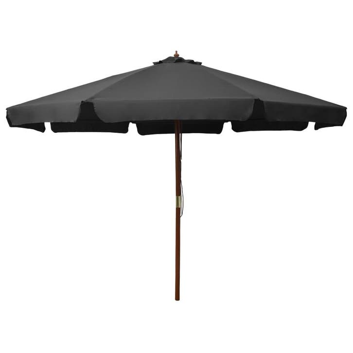 vidaXL Parasol met houten paal 330 cm antraciet, Tuin en Terras, Parasols, Nieuw, 3 tot 4 meter, Verzenden