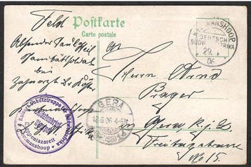 Duits Zuid-West-Afrika 1906 - DSWA veldpost Ansichtkaart, Gestempeld