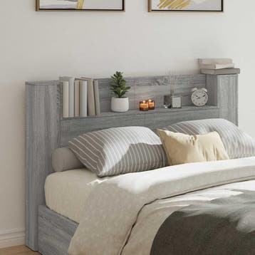 vidaXL Hoofdbord Kast met LED Grijze Sonoma Bewerkt hout, Huis en Inrichting, Slaapkamer | Bedden, Verzenden, Nieuw, Hout