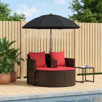 vidaXL Tuinbankstel Bruin en Rood 168 x 168 x 180 cm poly, Verzenden, Nieuw