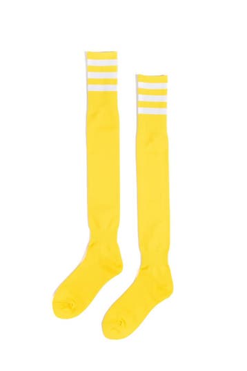 KIMU® Sokken Geel Witte Strepen 36-41 Dames Heren Unisex Gel, Kleding | Dames, Ophalen of Verzenden, Nieuw, Carnaval