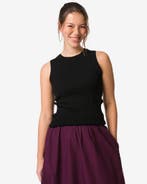 HEMA Damessinglet Frida rib zwart, Kleding | Dames, Verzenden, Nieuw