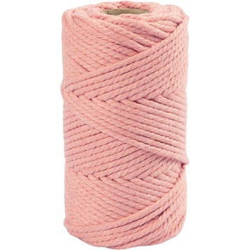 Macramé koord, L: 55 M, d 4 mm, roze, 330 gr/ 1 rol, Nieuw