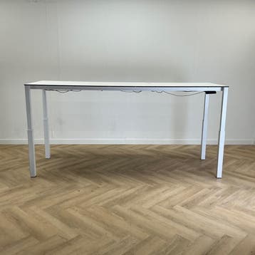 Elektrisch zit-sta bureau / werktafel 250x80 cm,  wit trespa, Gebruikt, In hoogte verstelbaar, Ophalen of Verzenden, Wit