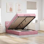 vidaXL Ottoman bed met matras en LEDs 140x190cm fluweel, Verzenden, Stof, Nieuw, Tweepersoons
