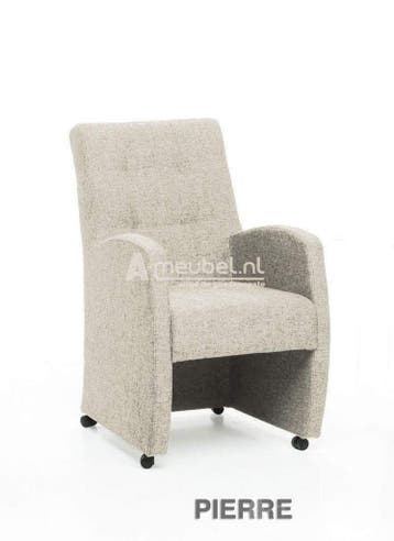 Eetkamerstoel Pierre - eetkamerstoelen - Creme, Nieuw, Stof