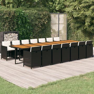 vidaXL 15-delige Tuinset met kussens poly rattan zwart, Verzenden, Nieuw, 4 zitplaatsen, Tuinset