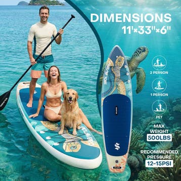 Sup Board - Opblaasbaar Paddle Board - 190kg - Blauw/Bruin -, Verzenden, Zo goed als nieuw