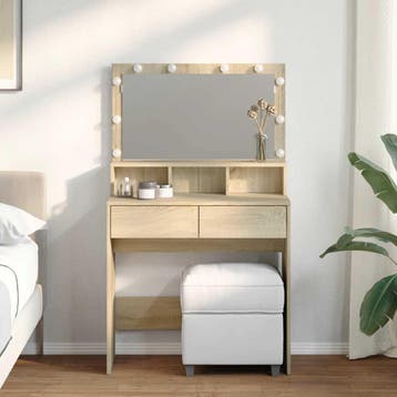 vidaXL Kaptafel met LED 80x41x134,5 cm sonoma eikenkleurig, Verzenden, Nieuw