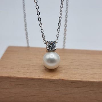 Zonder minimumprijs - Ketting met hanger Zilver Parel