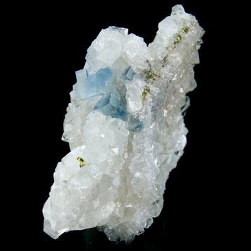 Blauwe fluoriet op kwarts - De mijn Le Burg, Tarn, Frankrijk, Verzamelen, Mineralen en Fossielen