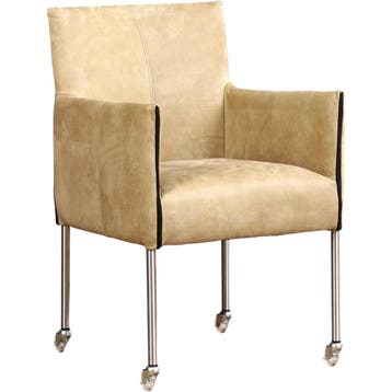 Set van 6 Leren eetkamerstoelen More - Kenia Taupe, Ophalen of Verzenden, Nieuw, Leer