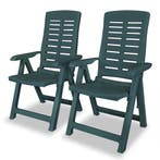 vidaXL Tuinstoelen 2 st verstelbaar kunststof groen, Verzenden, Nieuw, Kunststof