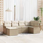 vidaXL Tuin Sofa Set met opslag 6 pcs Beige poly rattan, Verzenden, Nieuw, Rotan, 6 zitplaatsen