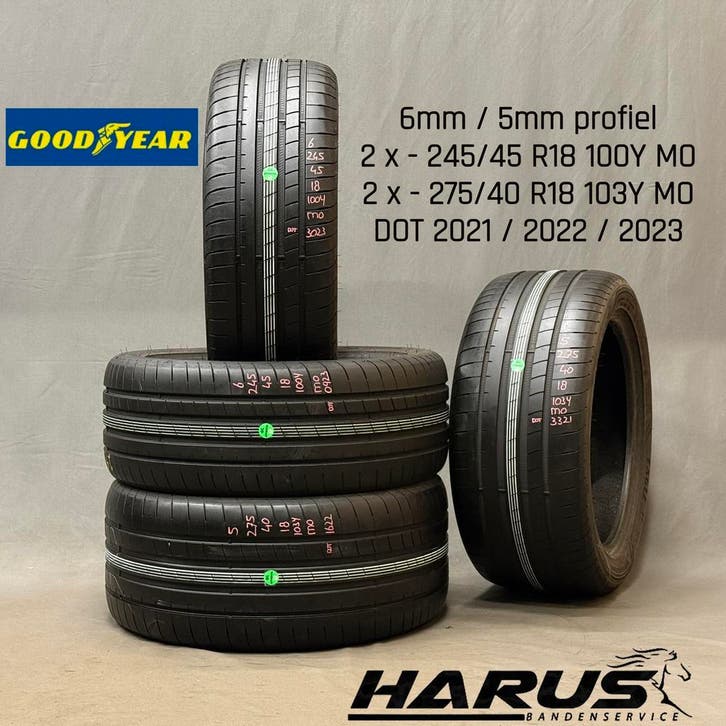245/45/18 275/40/18 Goodyear zomerbanden 6/5mm profiel 4X, Auto-onderdelen, Banden en Velgen, 18 inch, Erkend duurzaam, Zomerbanden