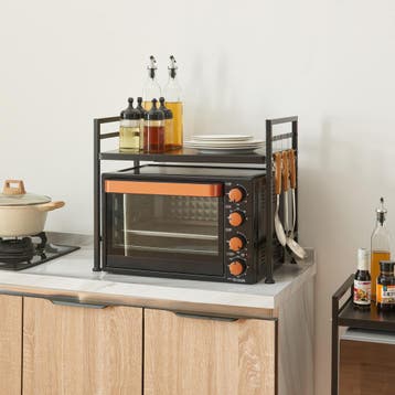 Magnetron rek Sorsele keukenrek 48x40-63x32 cm zwart [en.cas, Verzenden, Nieuw