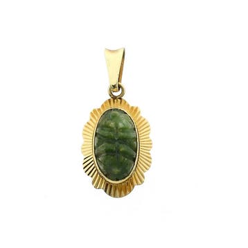 Gouden hanger met Nefriet-jade; 14 karaat (Hanger of bedel), Ophalen of Verzenden, Gebruikt, Goud, Overige merken