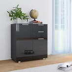 vidaXL Dressoir 71x35x80 cm spaanplaat hoogglans zwart, Verzenden, Nieuw, 50 tot 100 cm, 25 tot 50 cm
