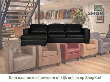 Leren hoekbank Flow - 2,5 zits arm rechts + longchair links, 250 tot 300 cm, Hoekbank, Nieuw, Ophalen of Verzenden