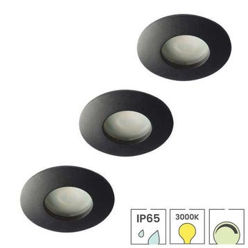 Set van 3 badkamer inbouwspots zwart + LED spots GU10, Verzenden, Nieuw
