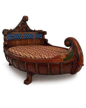 Bed - Hout met beits - Monumentaal bed in boot / Gondola-bed