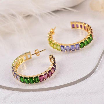 Zonder minimumprijs - Oorbellen Zilver - Gemengde edelstenen, Nieuw