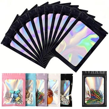 Fako Bijoux - Zwarte Holografische Folie Zip Lock Zakjes -, Verzenden, Nieuw