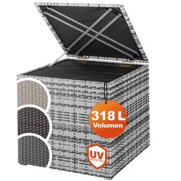 Polyrotan kussenbox Grijs 318L (Kussenboxen, Tuin en Terras), Verzenden, Nieuw