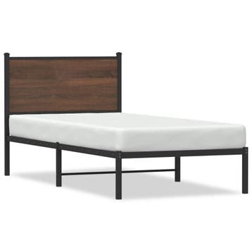 Logeerbed Metaal 90x190cm | Industrieel | Laatste Stuk!, Huis en Inrichting, Slaapkamer | Bedden, 90 cm, Eenpersoons, Bruin, Klassiek en tijdloos