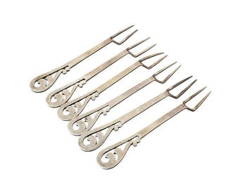Vork (6) - .833 zilver - Set van 6 zilveren amuse